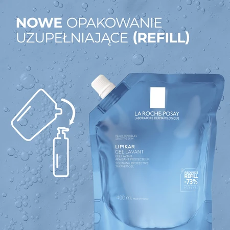 La Roche-Posay Lipikar set, gentle cleansing gel for face and body, sensitive skin, 400 ml + refill, 400 ml + free bag