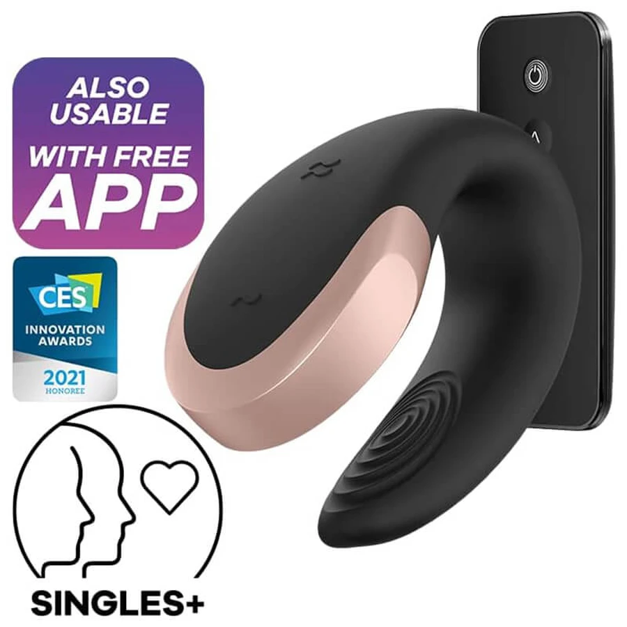 Satisfyer Double Love, app-controlled vibrator for couples, black, 1 piece