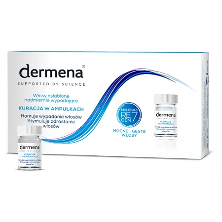Set Dermena Hair Care, șampon de prevenire a căderii părului, 200 ml + tratament de inhibare a căderii părului, 5 ml x 15 fiole + ser de stimulare a regenerării părului, 50 ml gratuit