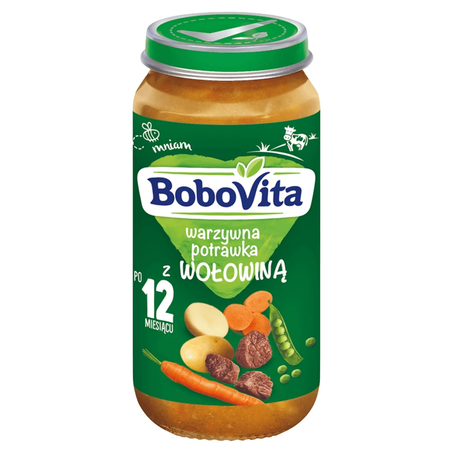 BoboVita Vajilla, menestra de verduras con ternera, a partir de 12 meses, 5 x 250 g + Canpol, juego de cubiertos en estuche, para niños, gratis