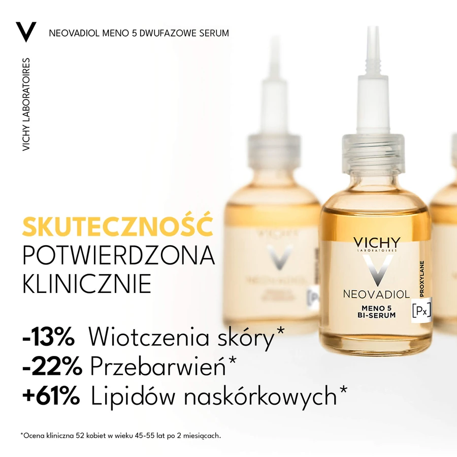Set Vichy Neovadiol Meno 5, biphasisches Serum, 30 ml + Tagescreme, normale und Mischhaut, 50 ml + leichtes Fluid SPF 50+, 15 ml + Kosmetiktasche gratis