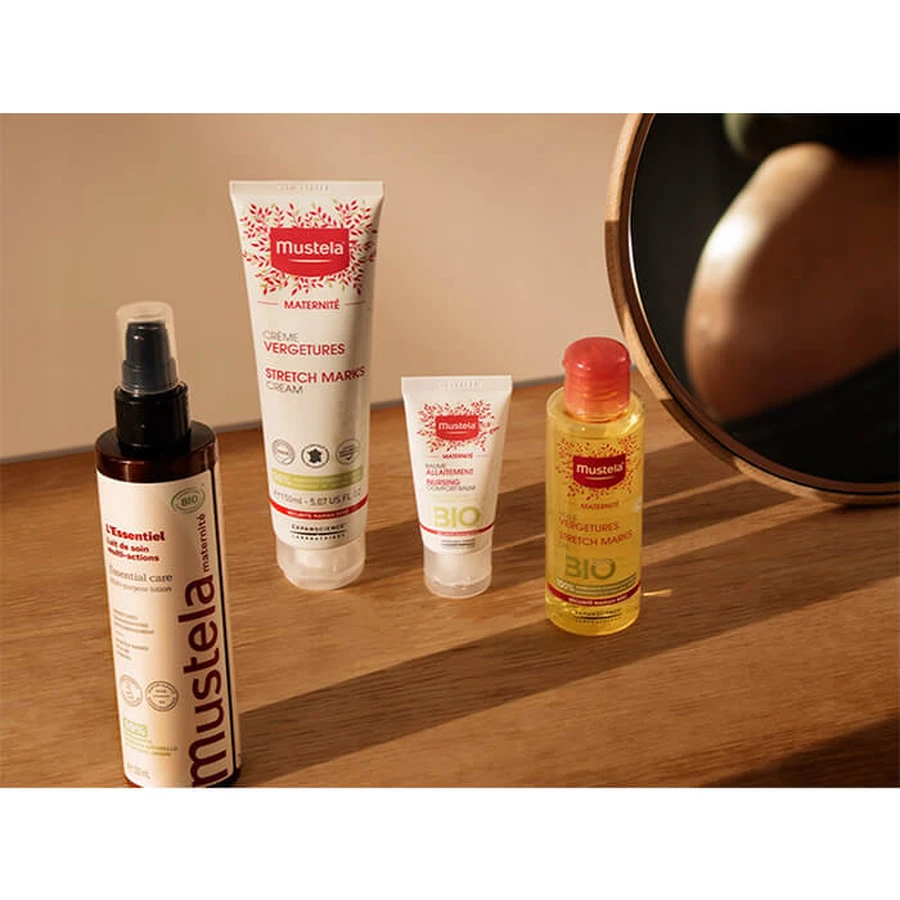 Mustela Maternite Essential Care set, multifunctionele lichaamsmelk, voor zwangere en postnatale vrouwen, 200 ml + 200 ml gratis