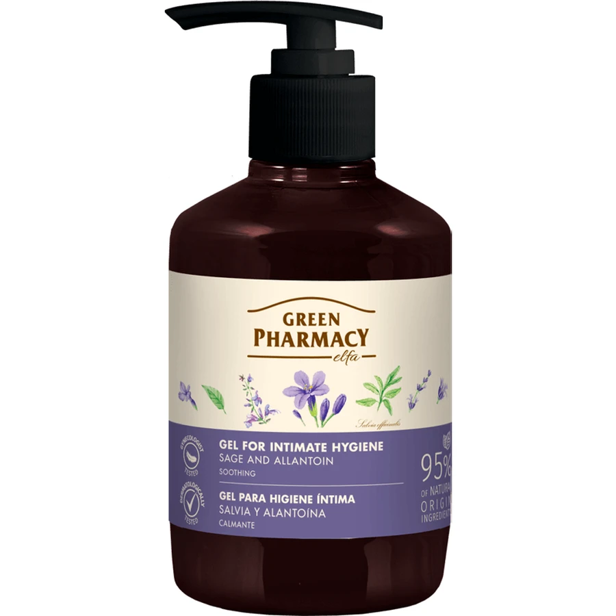 Pharmacie Verte, gel d'hygiène intime, apaisant, sauge et allantoïne, 370 ml