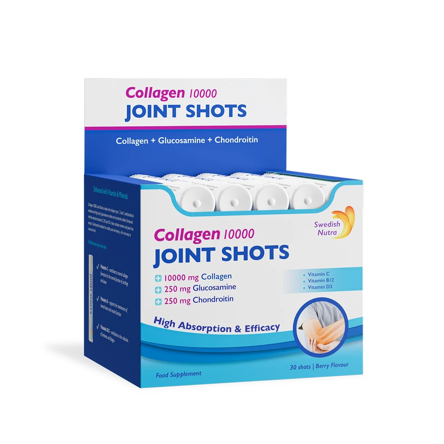 Swedish Nutra Collagen Joint Shots 10000 mg, sabor baya, 30 unidades