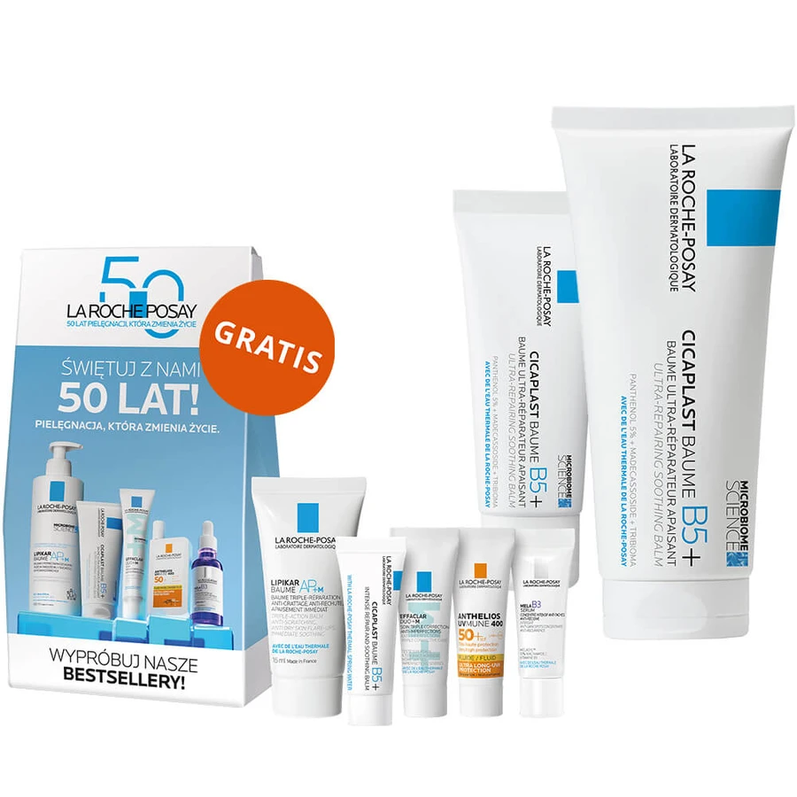La Roche-Posay Cicaplast Baume B5+ kit, verzachtende regenererende lotion, 100 ml + 40 ml + mini-productdoosje gratis