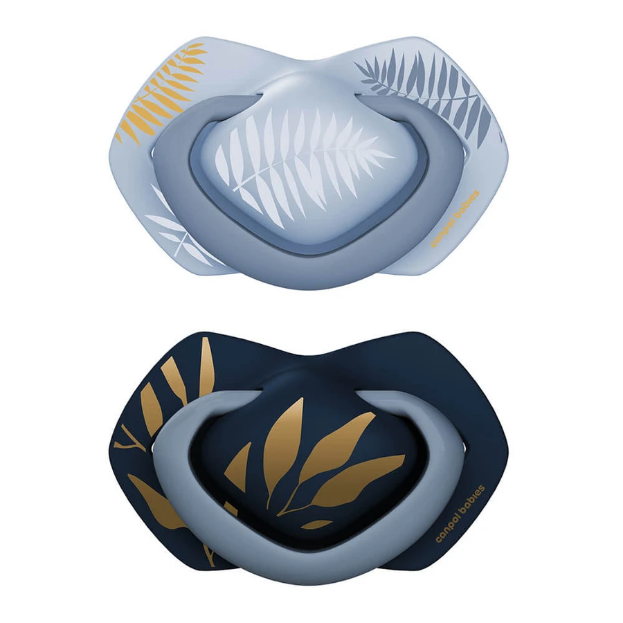 Canpol Baby's, fopspeen, silicone, symmetrisch, Goud, blauw, 6-18 maanden, 2 stuks