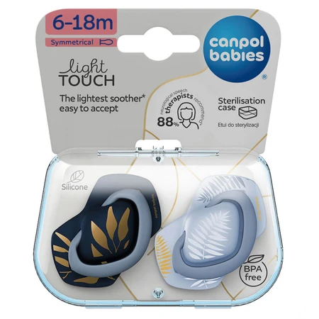 Canpol Baby's, fopspeen, silicone, symmetrisch, Goud, blauw, 6-18 maanden, 2 stuks
