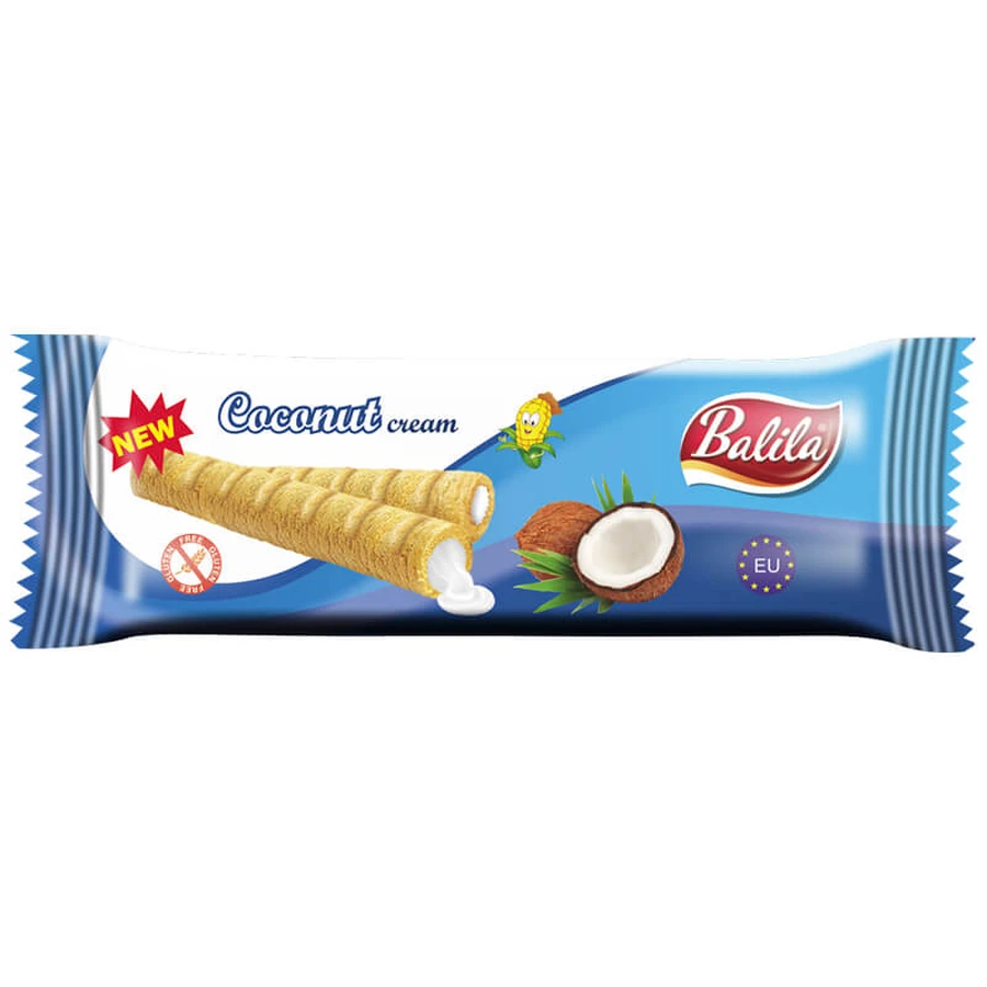 Balila, tuburi cu cremă de porumb cu aromă de nucă de cocos, fără gluten, 18 g