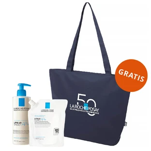 La Roche-Posay Lipikar Syndet AP+ kit, crème lavante corporelle relipidante, dès la naissance, 400 ml + recharge, 400 ml + sac offert