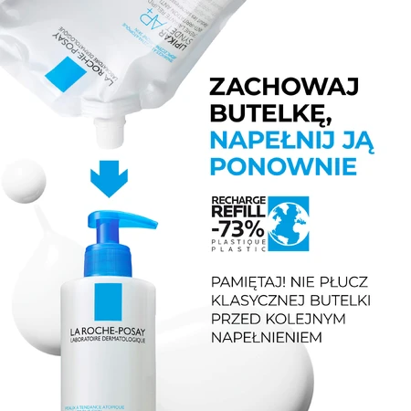 La Roche-Posay Lipikar Syndet AP+ Kit, rückfettende Körperwaschcreme, ab Geburt, 400 ml + Nachfüllpackung, 400 ml + Gratisbeutel