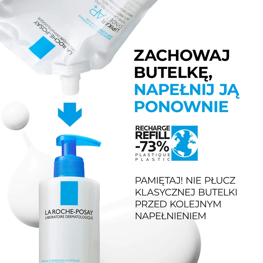 La Roche-Posay Lipikar Syndet AP+ Kit, rückfettende Körperwaschcreme, ab Geburt, 400 ml + Nachfüllpackung, 400 ml + Gratisbeutel