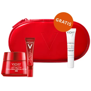 Set Vichy Liftactiv Collagen Specialist, antirimpelcrème, alle huidtypes, 50 ml + oogcrème, 15 ml + light fluid SPF 50+, 15 ml + gratis cosmetisch tasje
