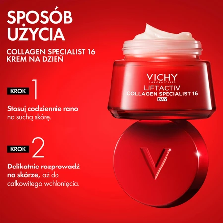 Set Vichy Liftactiv Collagen Specialist, antirimpelcrème, alle huidtypes, 50 ml + oogcrème, 15 ml + light fluid SPF 50+, 15 ml + gratis cosmetisch tasje