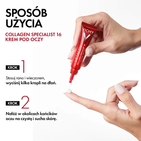 Set Vichy Liftactiv Collagen Specialist, antirimpelcrème, alle huidtypes, 50 ml + oogcrème, 15 ml + light fluid SPF 50+, 15 ml + gratis cosmetisch tasje