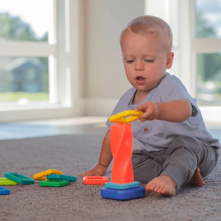 Sassy, sensorisches Spielzeug, verdrehter Blockturm, ab 12 Monaten, 1 Stück