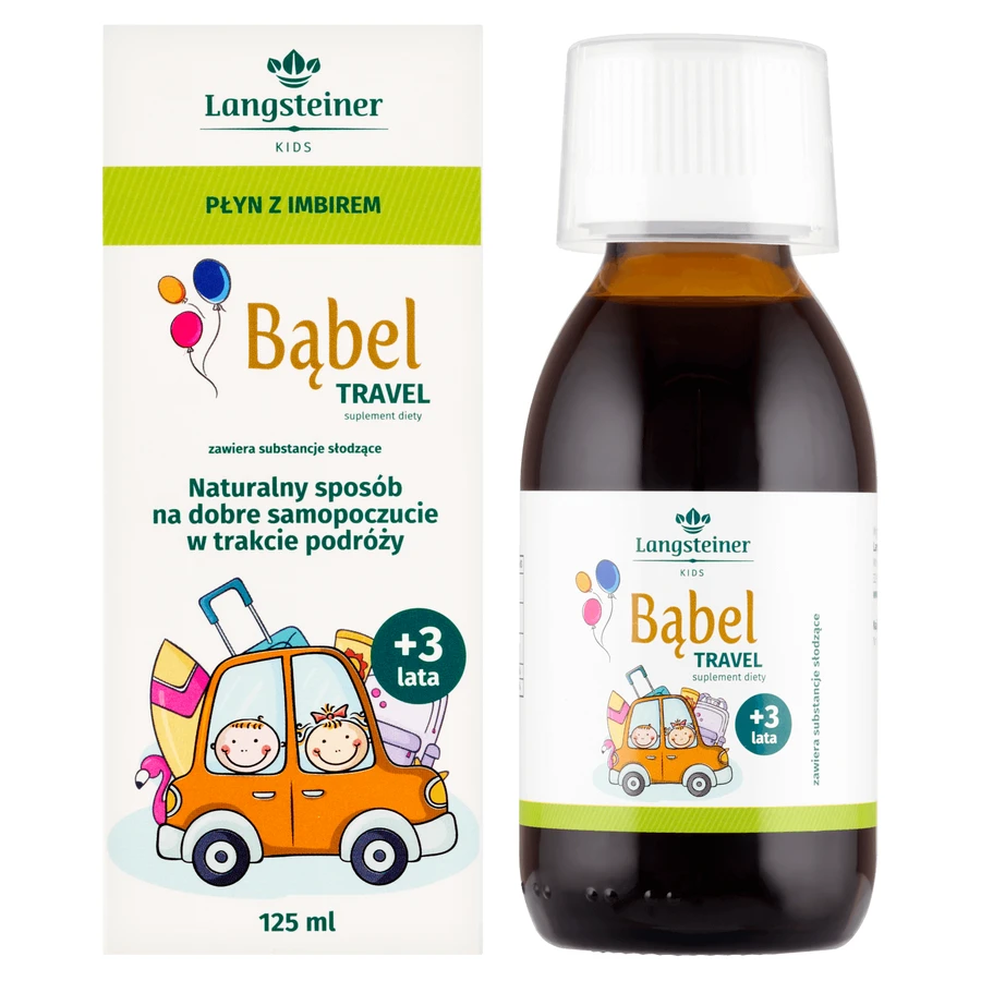 Langsteiner Bubble Travel, líquido con jengibre, a partir de 3 años, sabor limón, 125 ml ENVASE DESTRUIDO