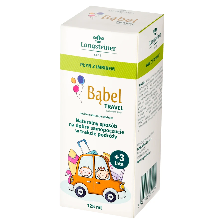 Langsteiner Bubble Travel, líquido con jengibre, a partir de 3 años, sabor limón, 125 ml ENVASE DESTRUIDO