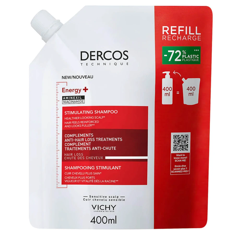 Vichy Dercos Energy+, haarstärkendes Shampoo, Ersatz, 400 ml
