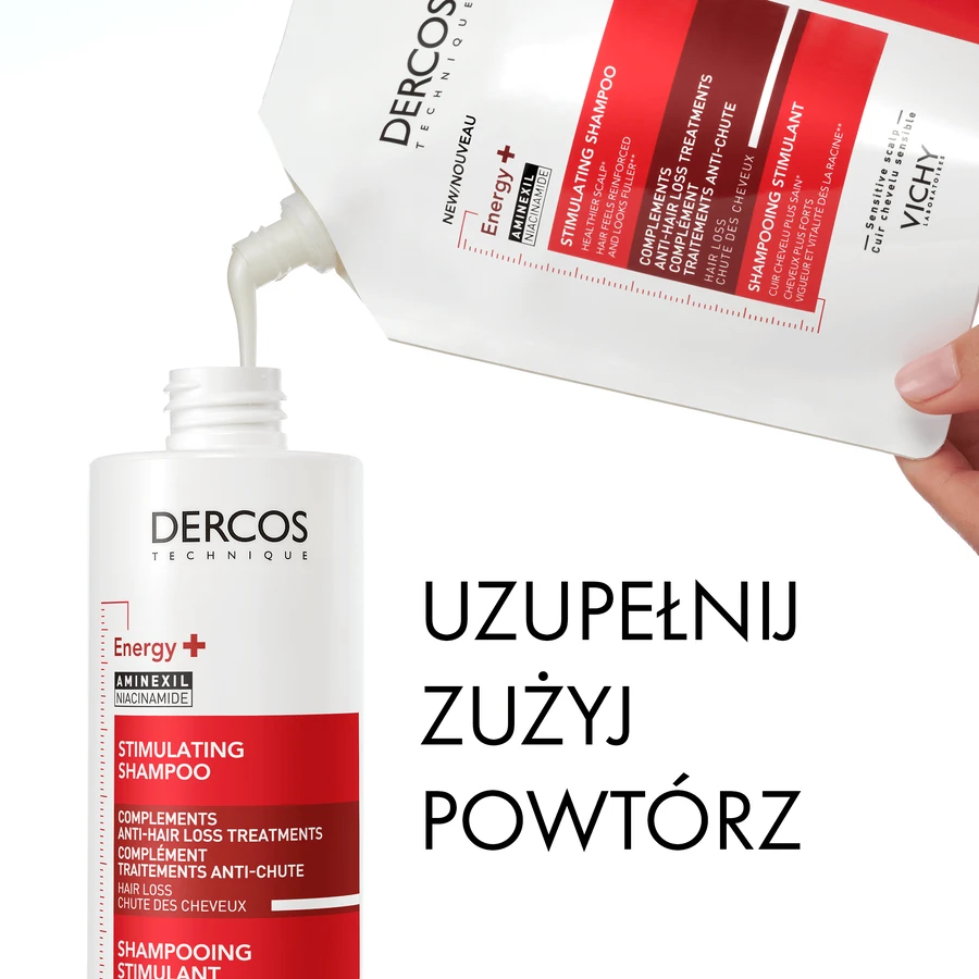 Vichy Dercos Energy+, haarstärkendes Shampoo, Ersatz, 400 ml