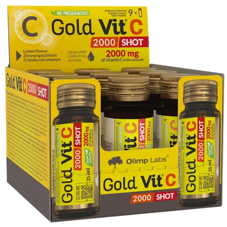 Olimp Gold-Vit C 2000 Shot, arôme citron, 9 x 25 ml
