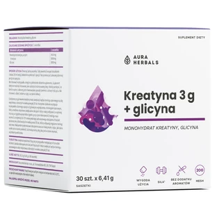 Aura Herbals Creatine 3 g, monohydrate + glycine, 30 sachets
