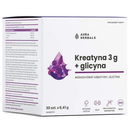 Aura Herbals Creatine 3 g, monohydrate + glycine, 30 sachets