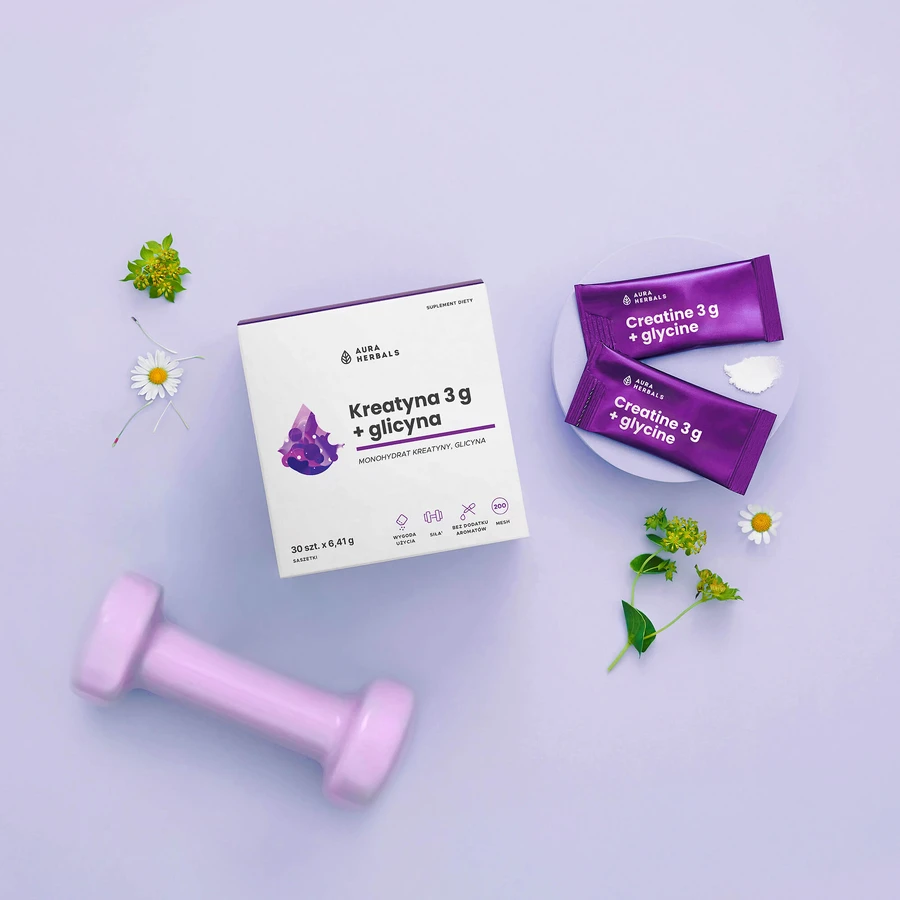 Aura Herbals Creatine 3 g, monohydrate + glycine, 30 sachets