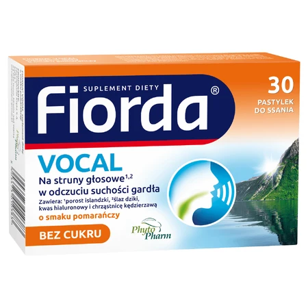 Fiorda Vocal, orange flavor, 30 lozenges