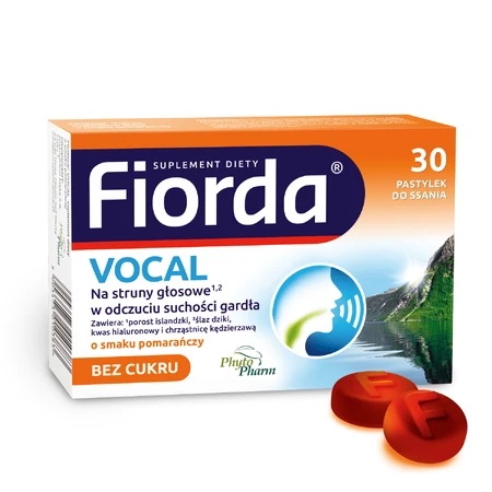 Fiorda Vocal, orange flavor, 30 lozenges