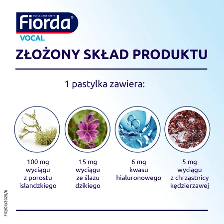 Fiorda Vocal, orange flavor, 30 lozenges