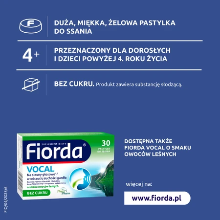 Fiorda Vocal, orange flavor, 30 lozenges