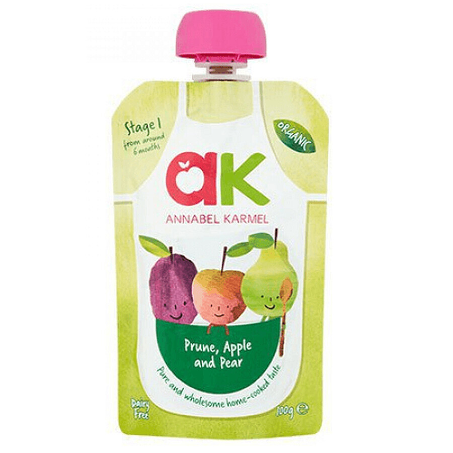 Boutique Purée de pommes, poires et prunes bio, 100g, Annabel Karmel Purée de pommes, poires et prunes bio, 100g, Annabel Karmel