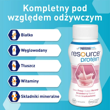 Kit Resource Protein, supplément nutritionnel, goût fraise, 8 x 200 ml + 200 ml gratuits
