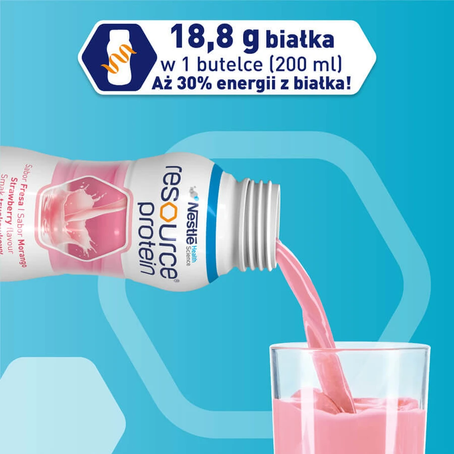 Kit Resource Protein, supplément nutritionnel, goût fraise, 8 x 200 ml + 200 ml gratuits