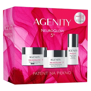 Set Agenity 5° NeuroGlow 2025, crème de jour rajeunissante modelante, SPF 20, 50 ml + crème de nuit rajeunissante réparatrice, 50 ml + concentré de peptides rajeunissant, 30 ml