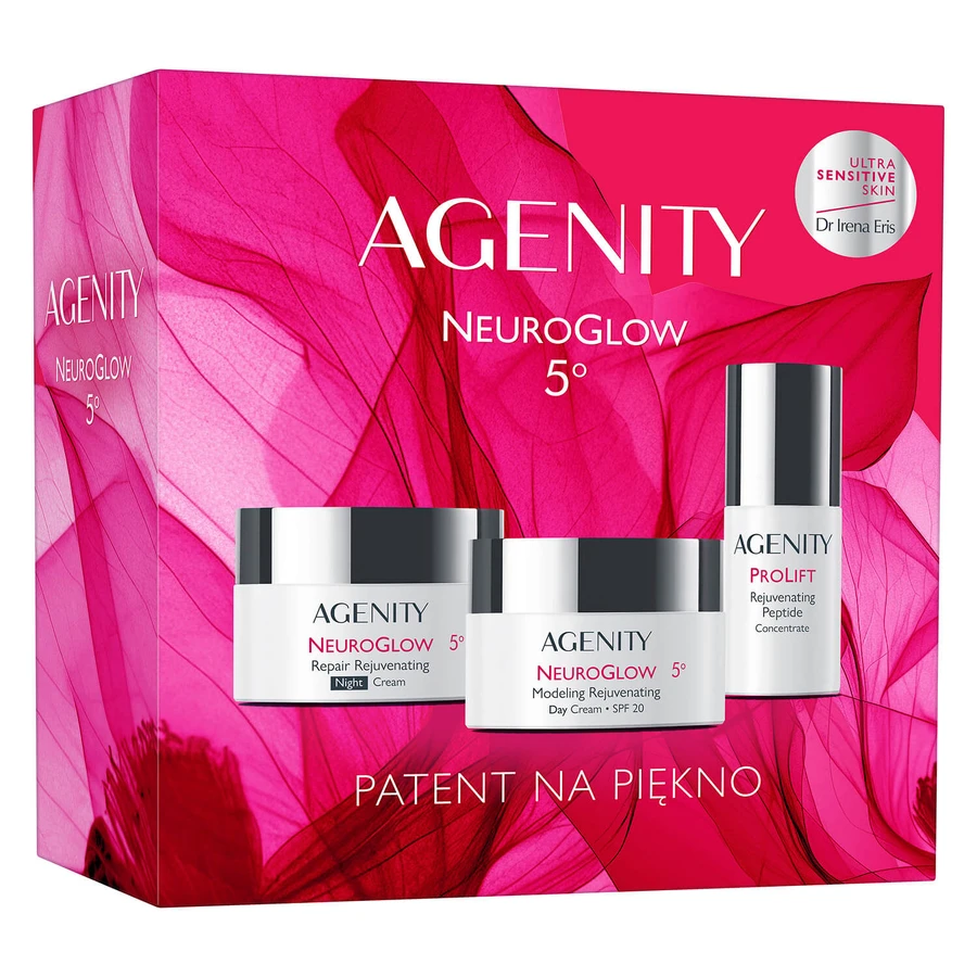 Set Agenity 5° NeuroGlow 2025, crème de jour rajeunissante modelante, SPF 20, 50 ml + crème de nuit rajeunissante réparatrice, 50 ml + concentré de peptides rajeunissant, 30 ml