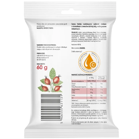 SEMA Herba Bomboane pe bază de plante cu măceșe și vitamina C, 60 g