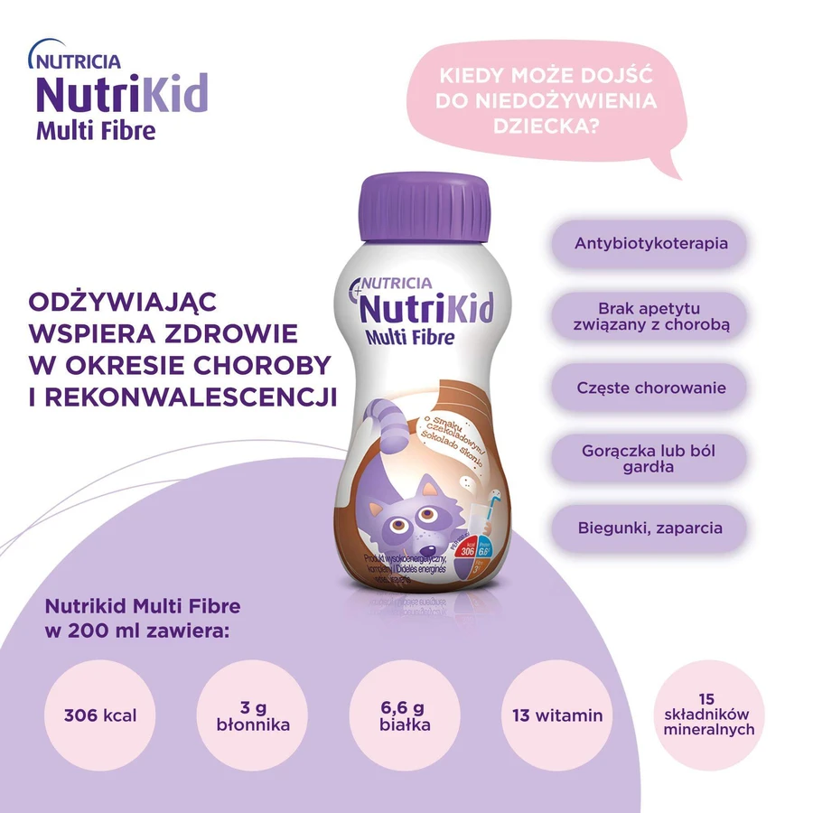 NutriKid Multi Fibre Kit, Ernährungspräparat für Kinder ab 1 Jahr, Schokoladengeschmack, 10 x 200 ml
