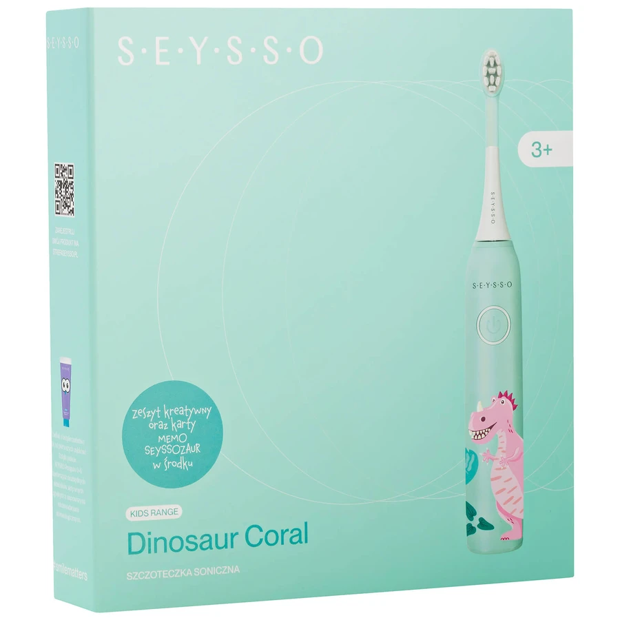 Seysso Kids Dinosaur Coral, cepillo de dientes sónico para niños, a partir de 3 años
