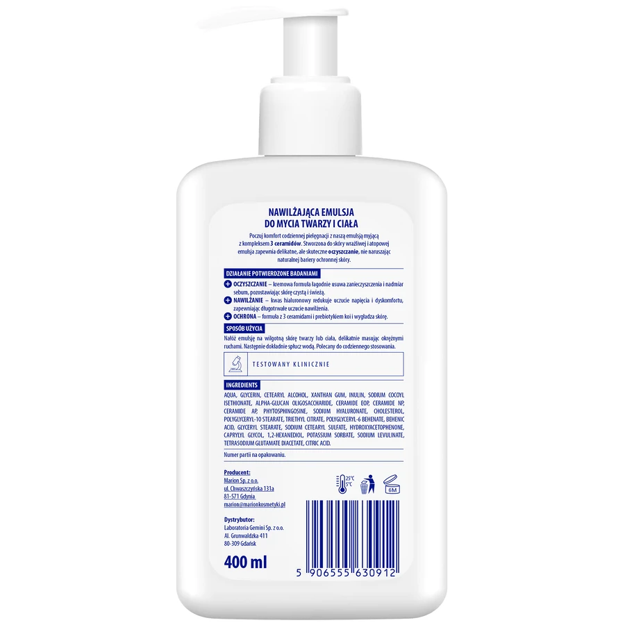 Aptederm Sensitive, reinigingsemulsie voor gezicht en lichaam, gevoelige en atopische huid, 400 ml