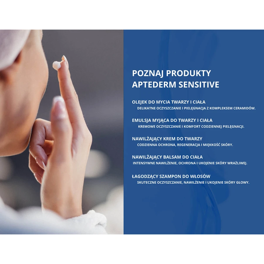 Aptederm Sensitive, reinigingsemulsie voor gezicht en lichaam, gevoelige en atopische huid, 400 ml