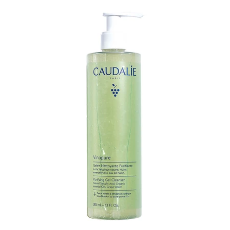 Caudalie Vinopure, gel nettoyant pour le visage, peaux acnéiques, 385 ml