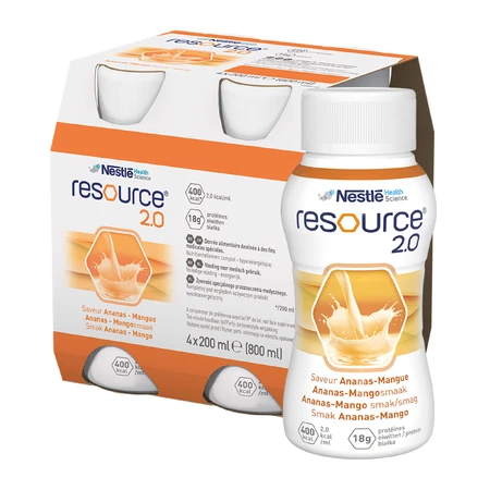 Resource 2.0 kit, nutritional formula, pineapple-mango flavor, 8 x 200 ml + strawberry flavor, 200 ml free