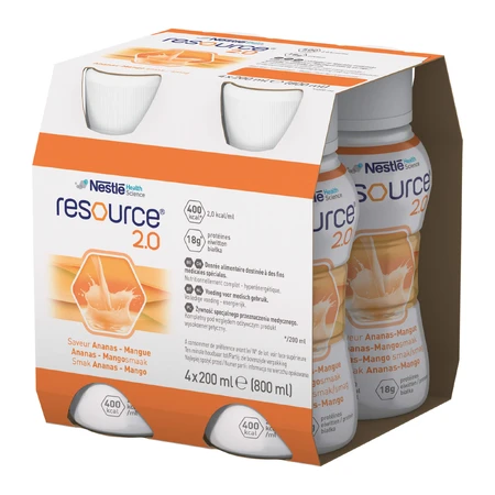 Resource 2.0 kit, nutritional formula, pineapple-mango flavor, 8 x 200 ml + strawberry flavor, 200 ml free