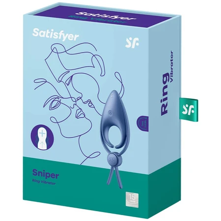 Satisfyer Sniper, anneau vibrant d'érection, réglable, bleu