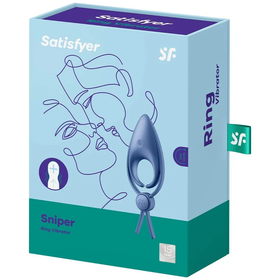 Satisfyer Sniper, anneau vibrant d'érection, réglable, bleu