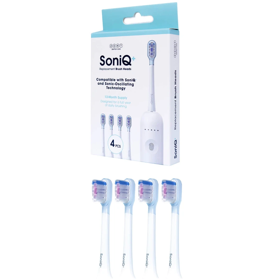 Zent SoniQ+, sonic toothbrush tips, standard, 4 pieces