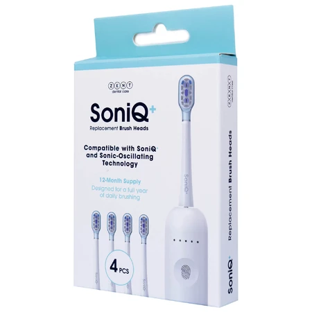 Zent SoniQ+, sonic toothbrush tips, standard, 4 pieces