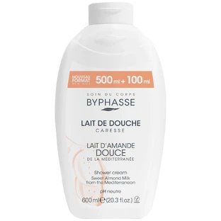 Byphasse Caresse, shower cream, sweet almond milk, 600 ml