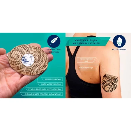 CureTape Sensorpflaster, CGM-Sensorpflaster zur Blutzuckermessung, schwarz, 25 Stück